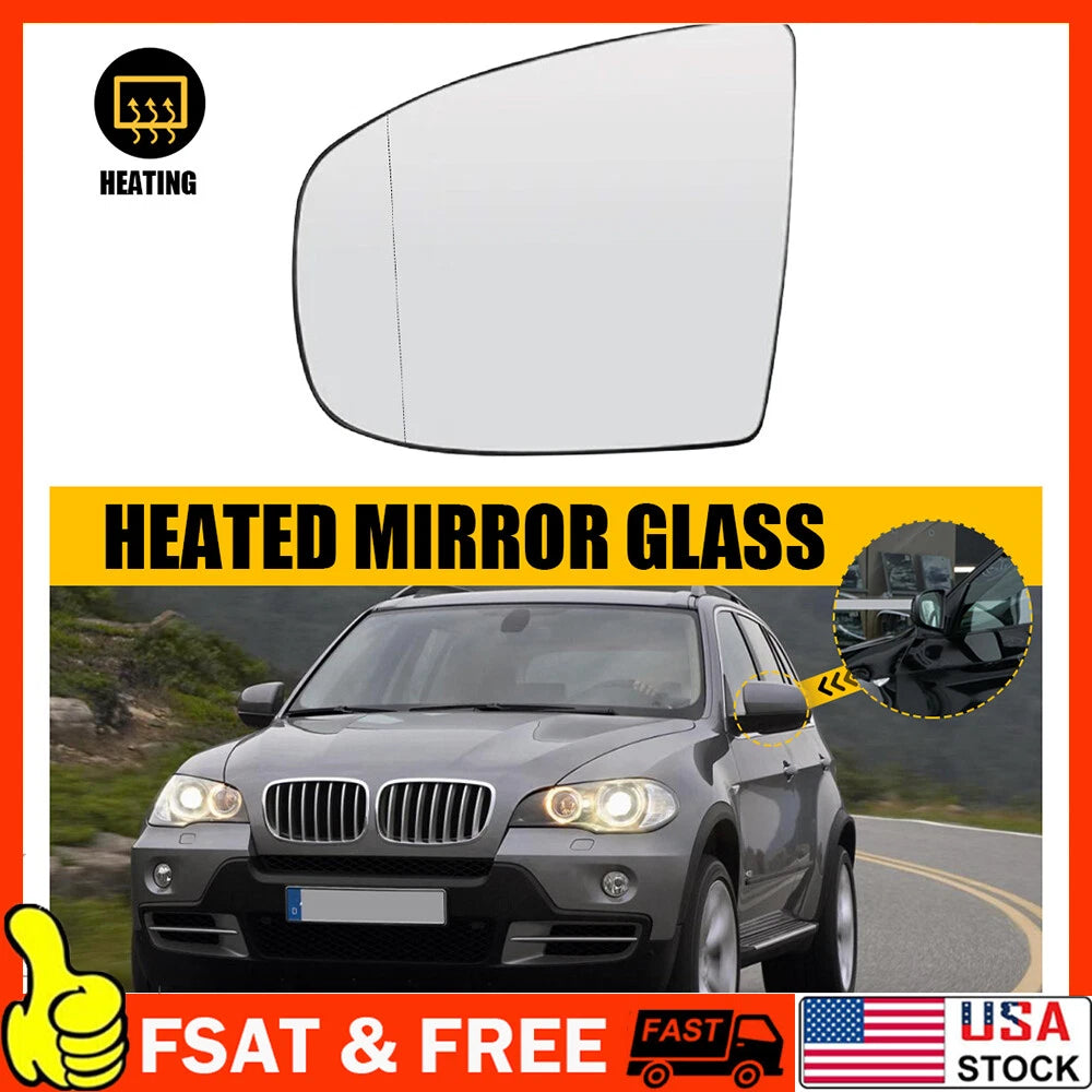 Left Side Mirror Glass for BMW X5 X6 (2007–2019) with Auto Dimming