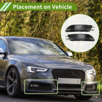 1 Pair Front Fog Light Grill for Audi A6 C7 (2012–2015) Black Silver Tone