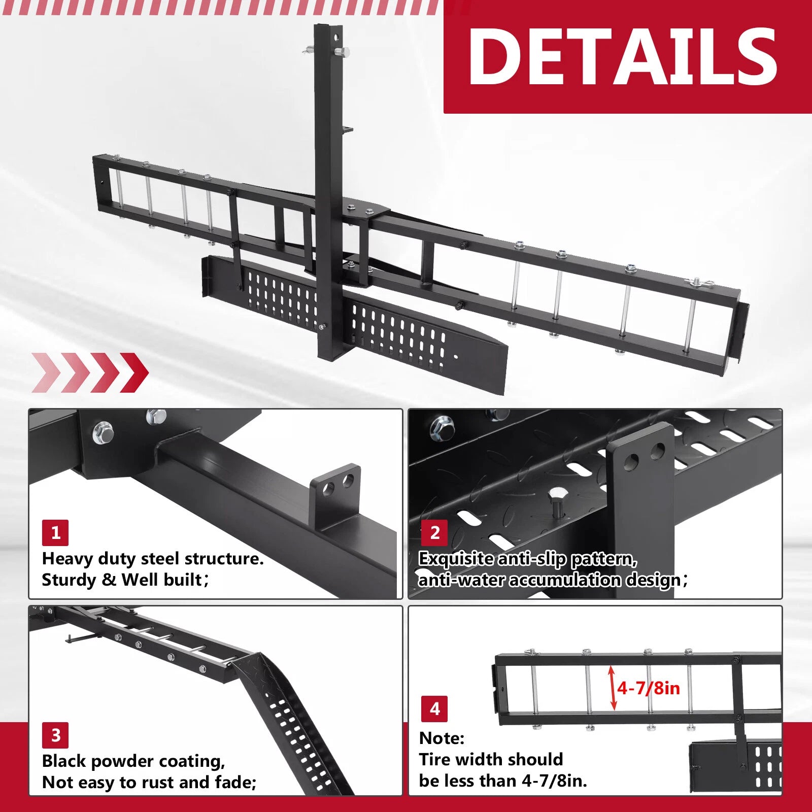 Hitch-Mount Motorcycle Carrier for Truck (75")