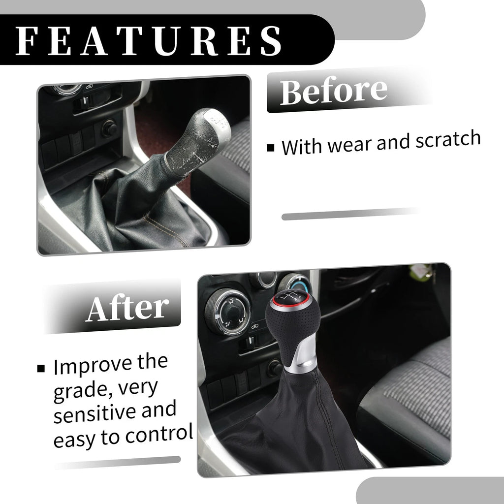 5 Speed Manual Gear Shift Knob with Cover for Audi A4 (2007–2015) Black Leather