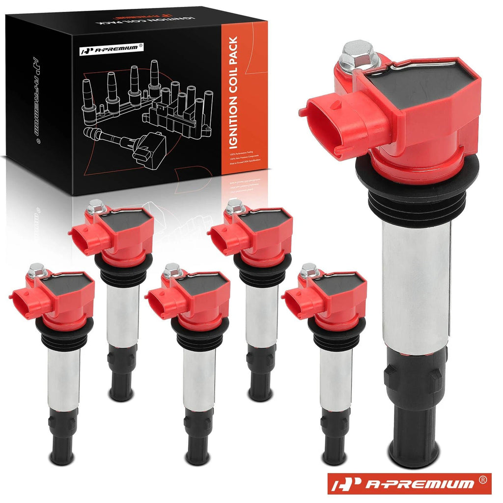 6x Red Ignition Coil for Chevrolet Traverse GMC Acadia Buick Enclave (2009â2017)