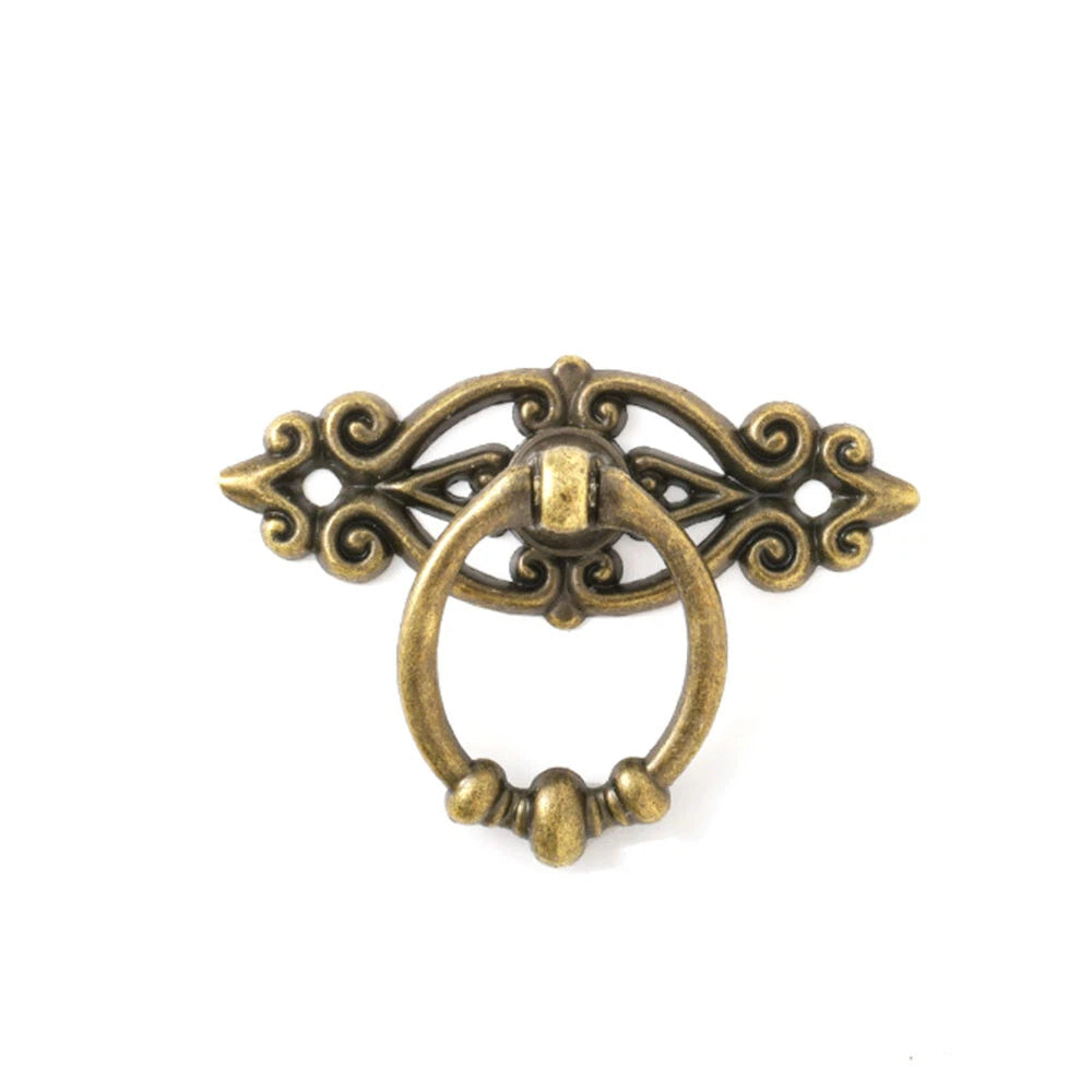 2X Vintage Pull Knob Ring Handles for Jewelry Box Drawer Cabinet