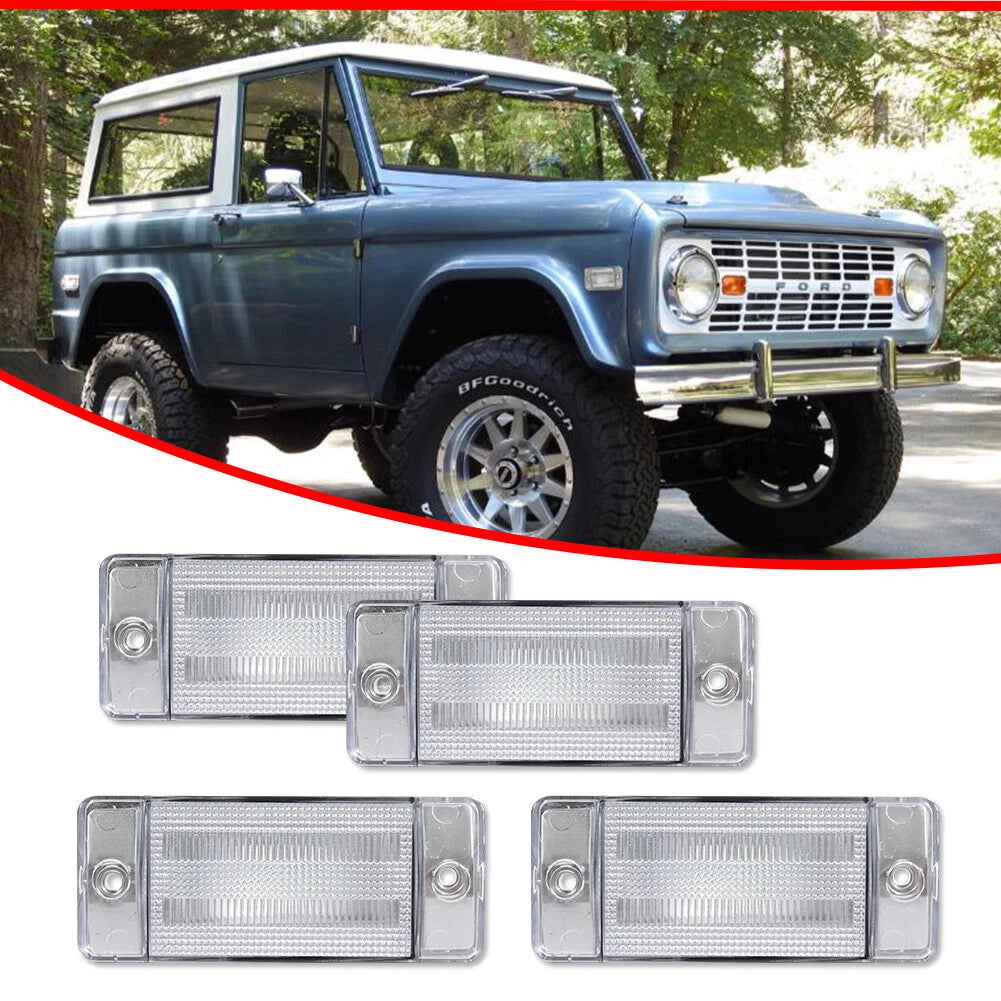 Set of 4 Clear Front Rear Side Marker Lights for Ford Bronco F-Series (1970–1977)