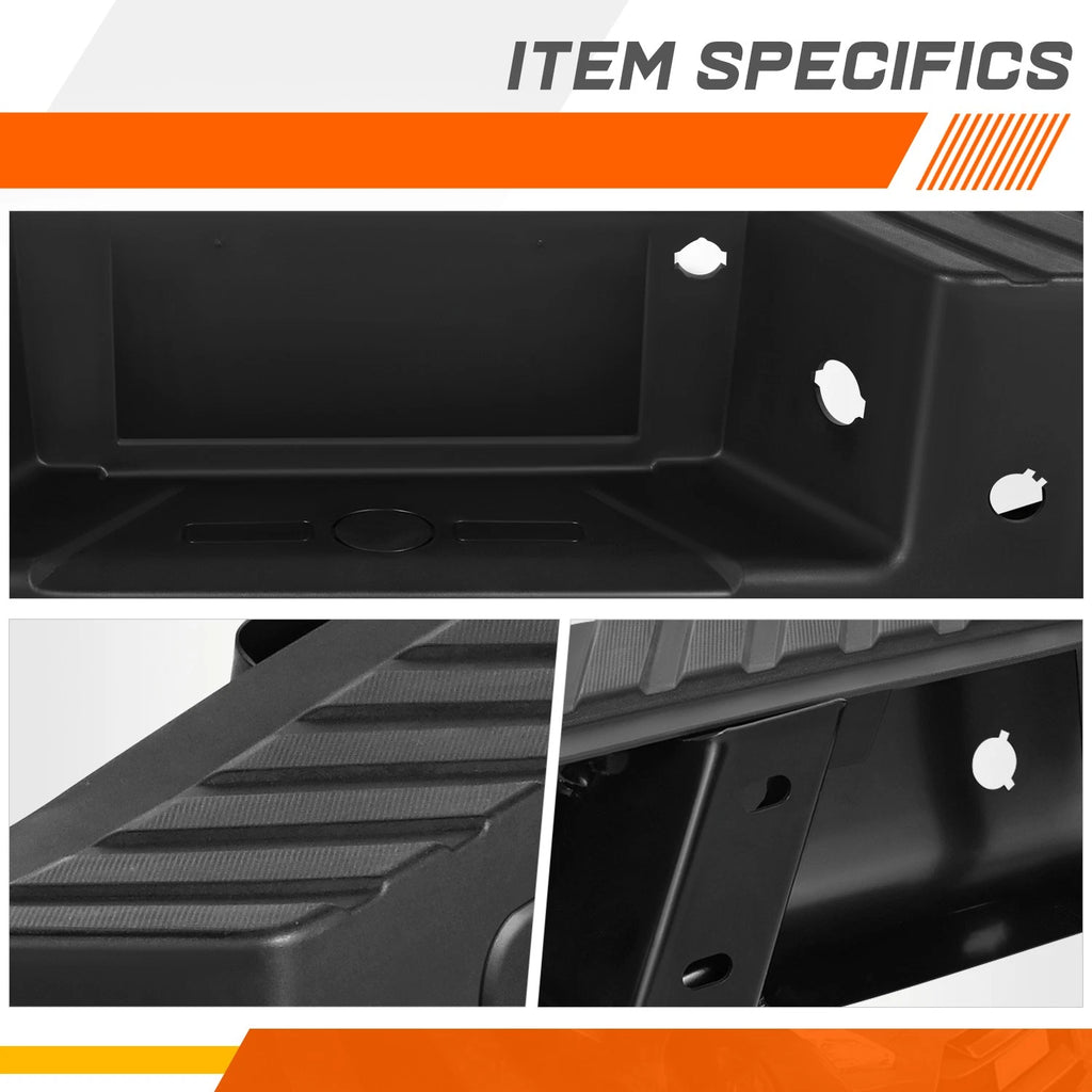 Rear Step Pad Bumper for Ford F-150 (2009–2014) w/Sensor Holes & License Plate Lights