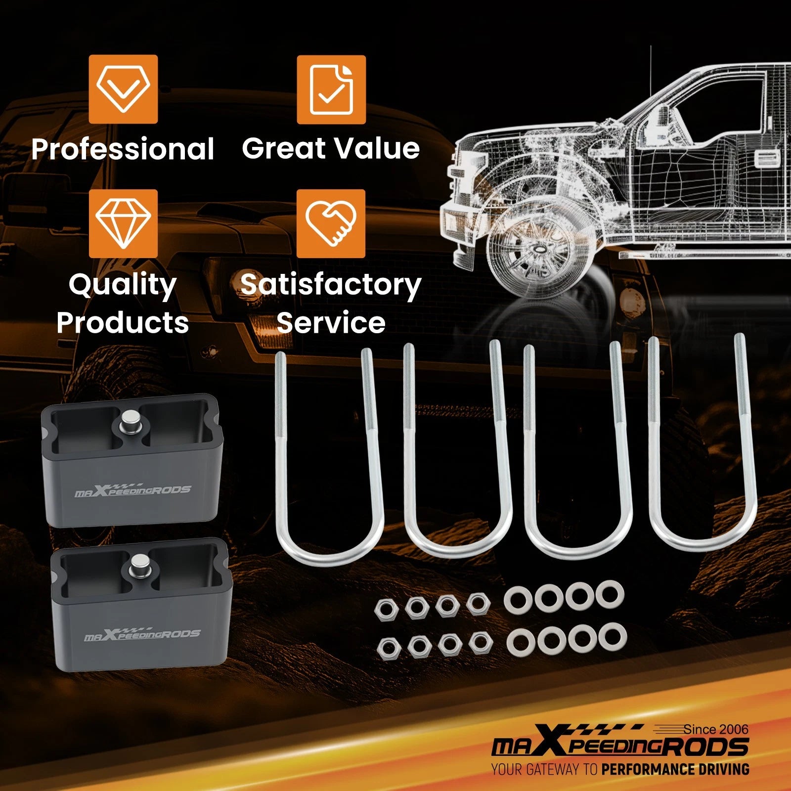 3" Rear Lowering Block for Toyota Tacoma/Nissan (CNC)