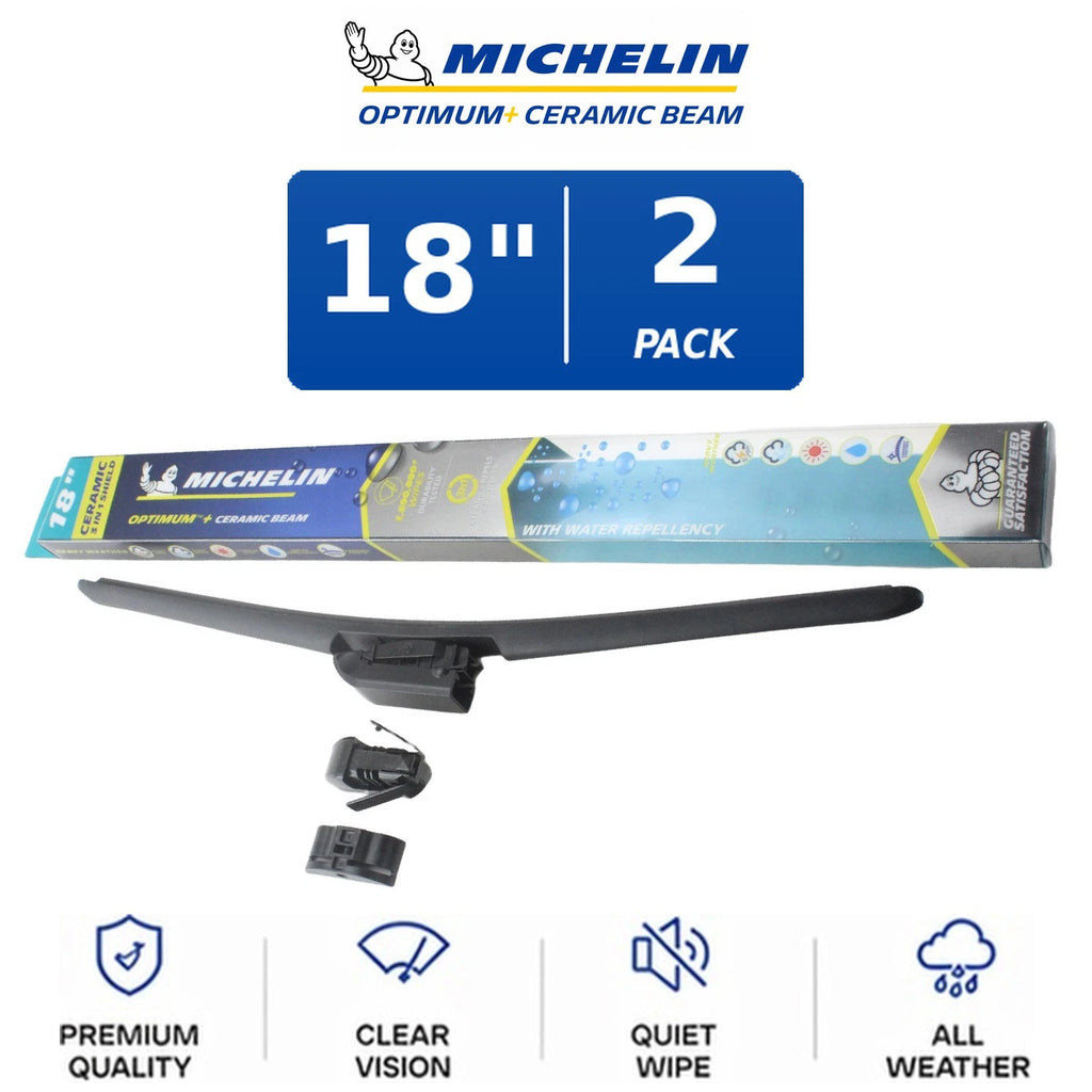 Set of 2 Michelin Optimum+ Ceramic Beam Wiper Blades 18" for All Vehicles