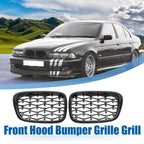Set of 2 Front Hood Bumper Grilles for BMW 525i 530i E39 (2001–2003) Gloss Black