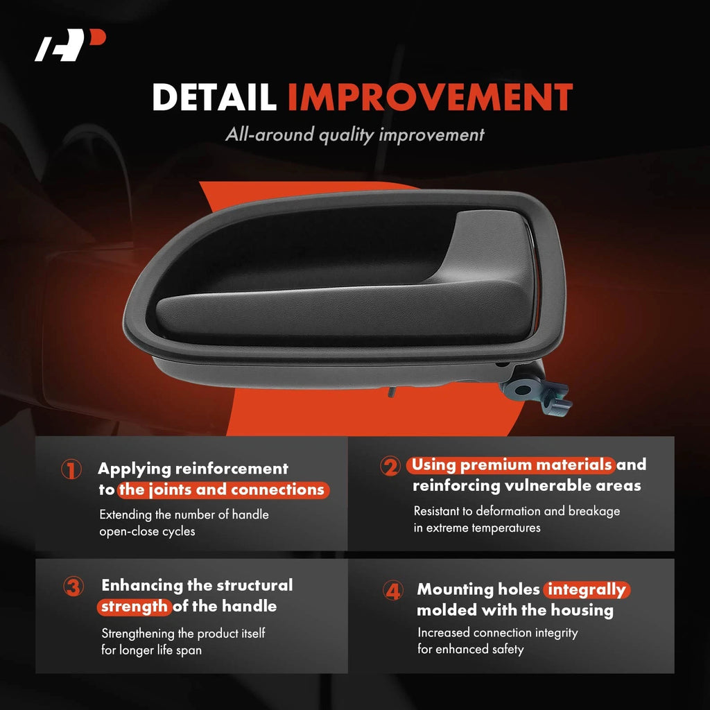 Front Right Interior Door Handle for Kia Rio (2003-2005) Black Plastic