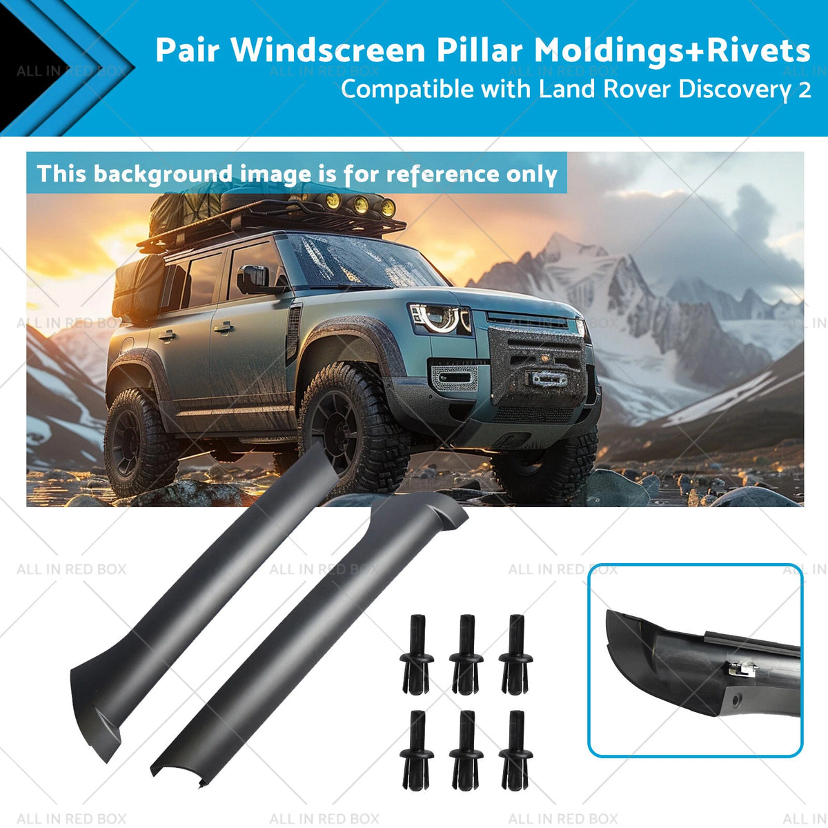 Pair Windscreen Pillar Moldings with Rivets for Land Rover Discovery 2 (1999–2004)
