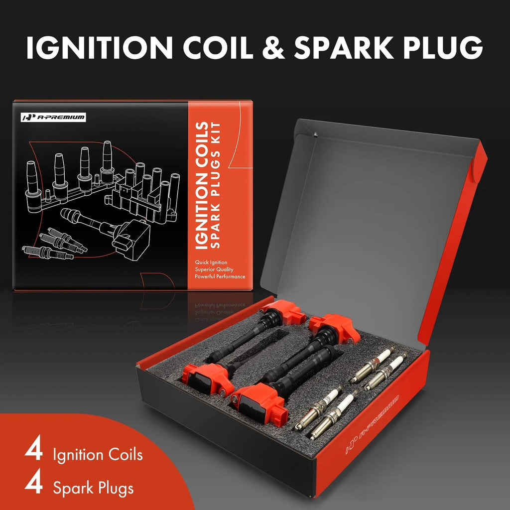 Set of 4 Ignition Coils & Iridium Spark Plugs for Nissan Juke (2011–2017)