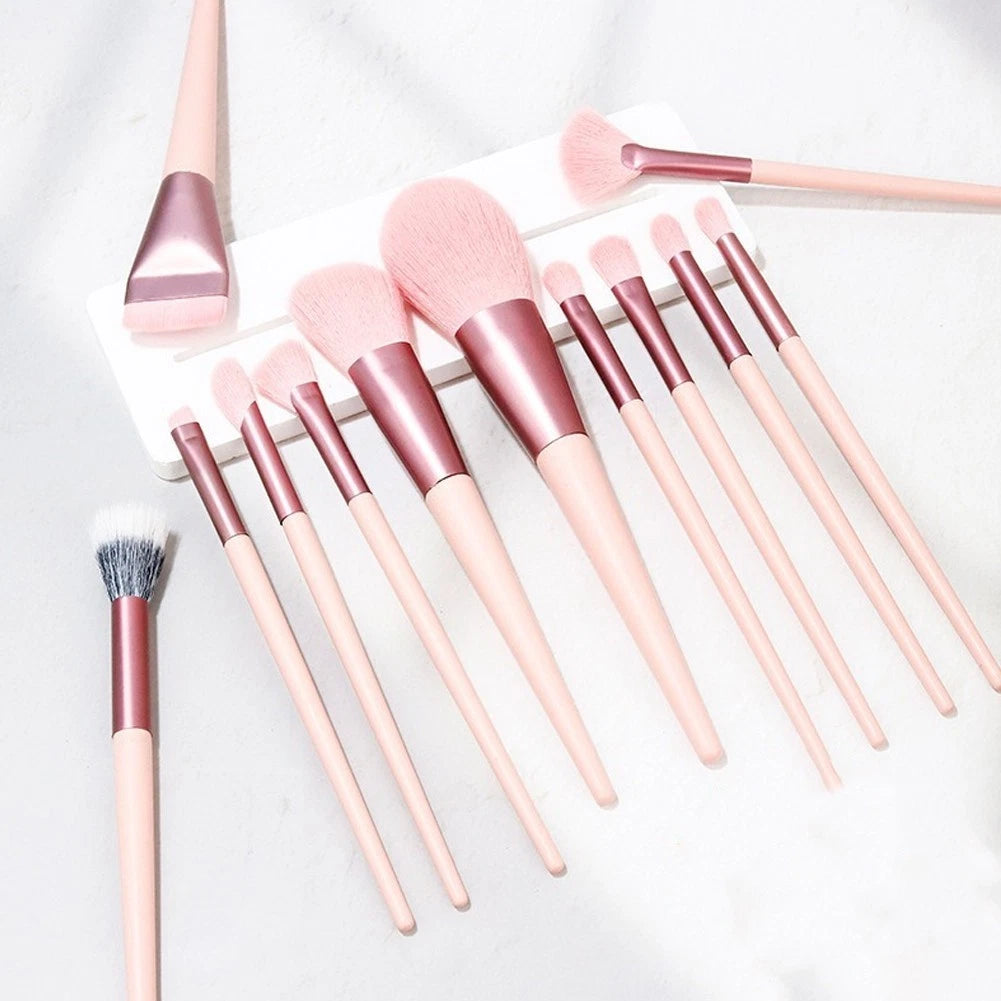 12-Piece Brush Set for Face Eyes Lips (Mineral Blush Foundation)