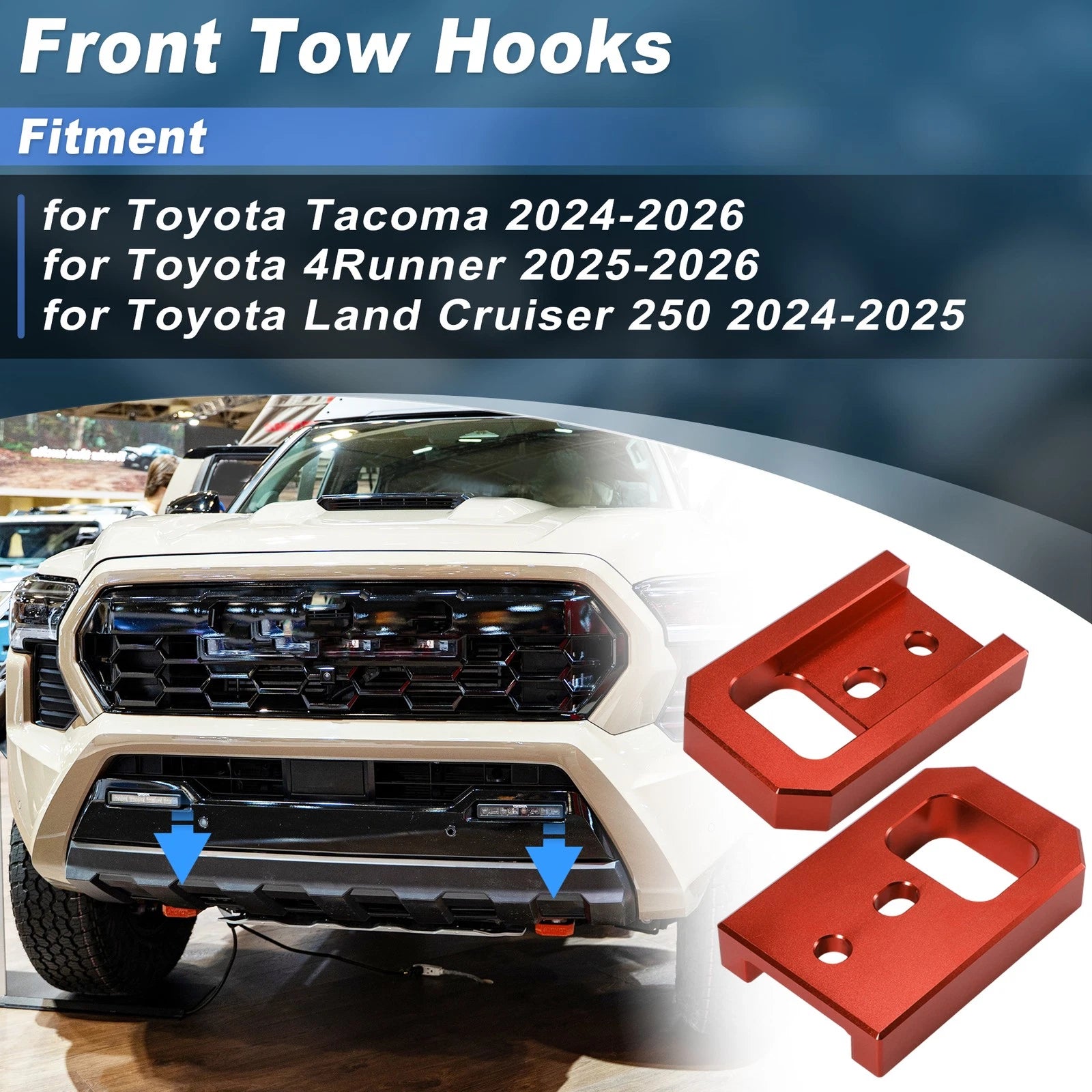 Front Tow Hooks for Toyota Tacoma 4Runner Land Cruiser 250 (2024–2026) Orange