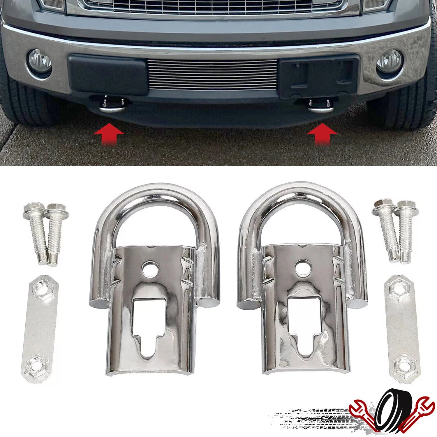 Front Heavy Duty Tow Hooks Kit for Ford F-150 (2004–2024)