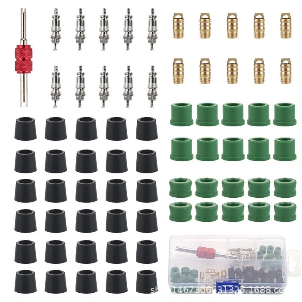 71PCS AC Valve Core Removal Tool Kit for A/C Repair with Hose Adapters