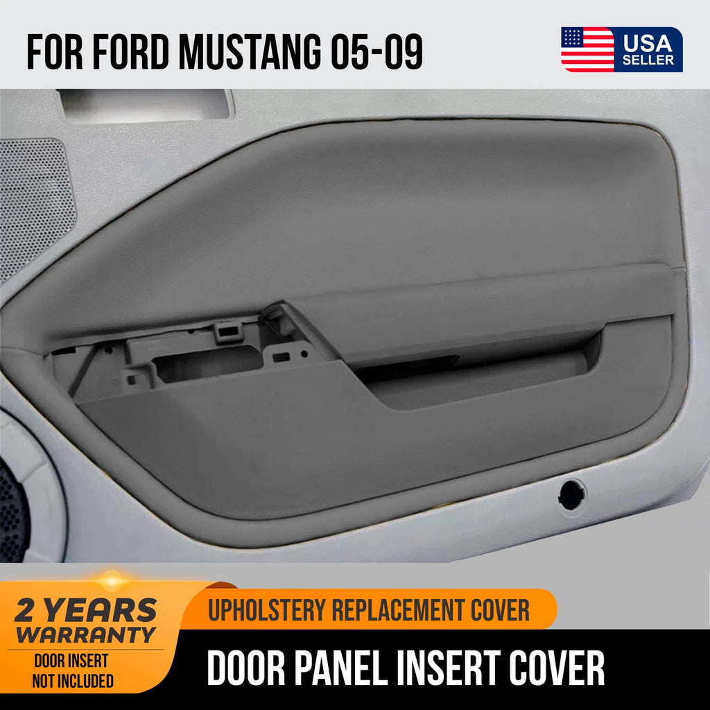 Leather Synthetic Door Panel Insert Cards for Ford Mustang (2005–2009) Gray