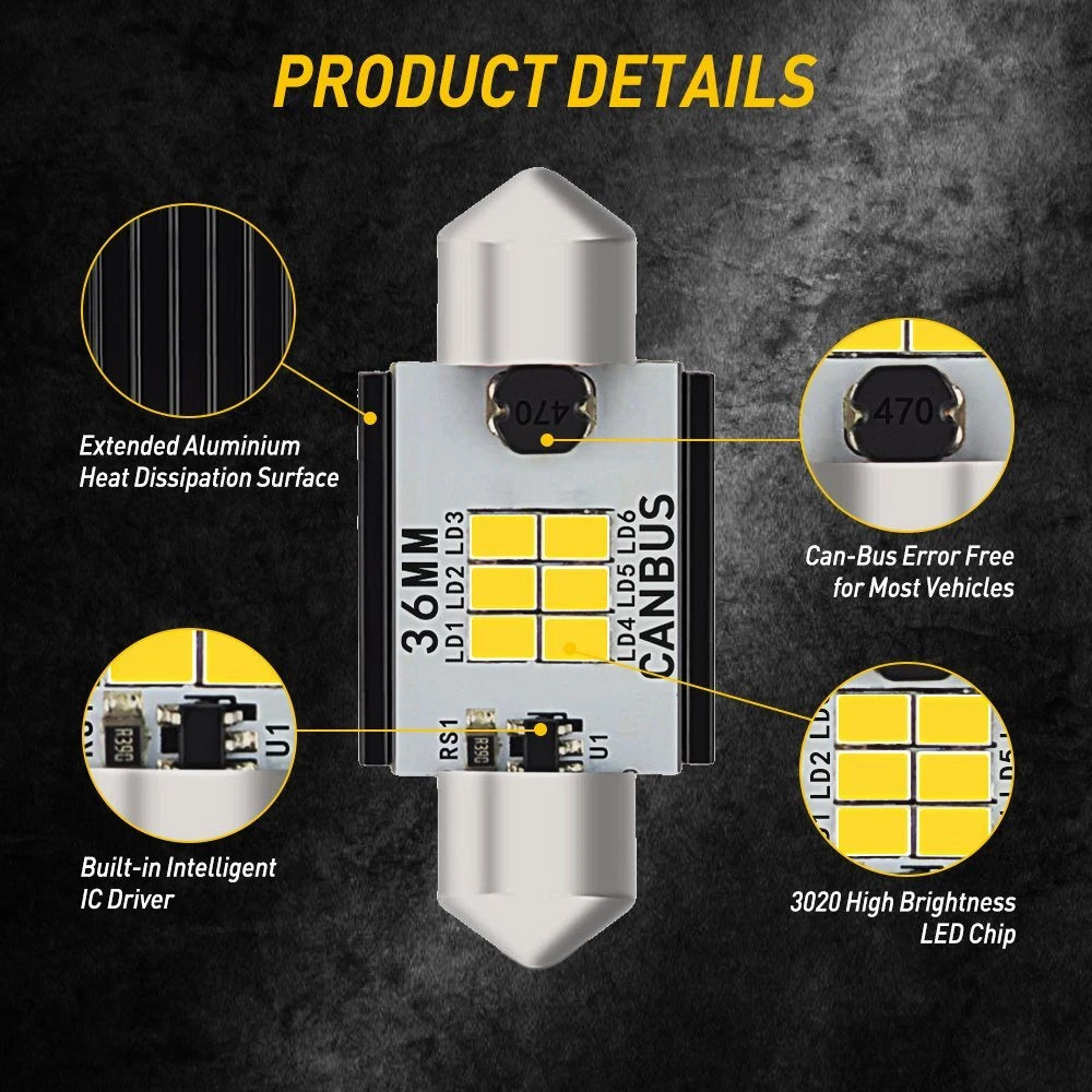 2X LED Dome Map Marker License Plate Light for (6411 6413 DE3425)