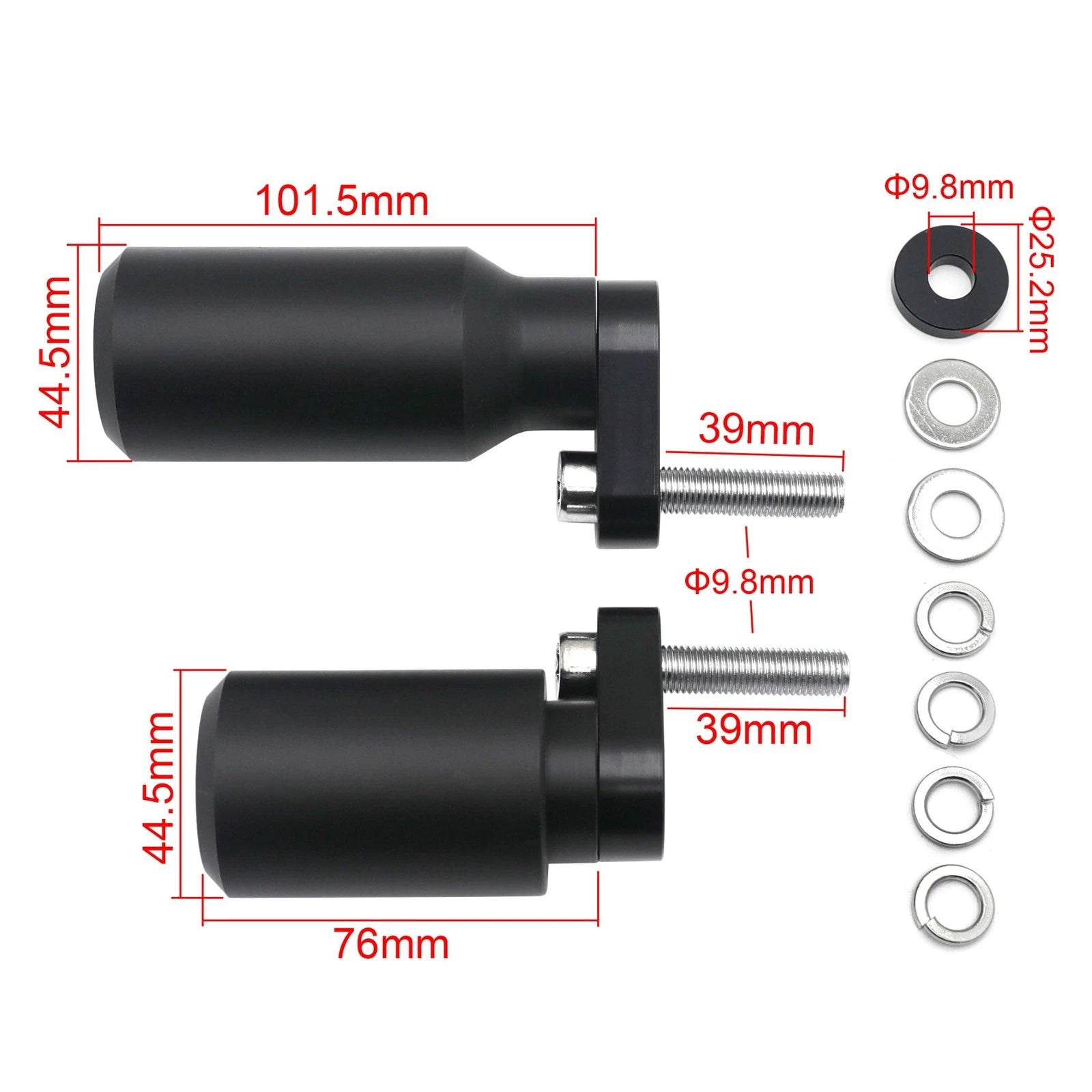 No Cut Black Frame Slider Crash Protector for Yamaha FZ-6R (2009–2016)