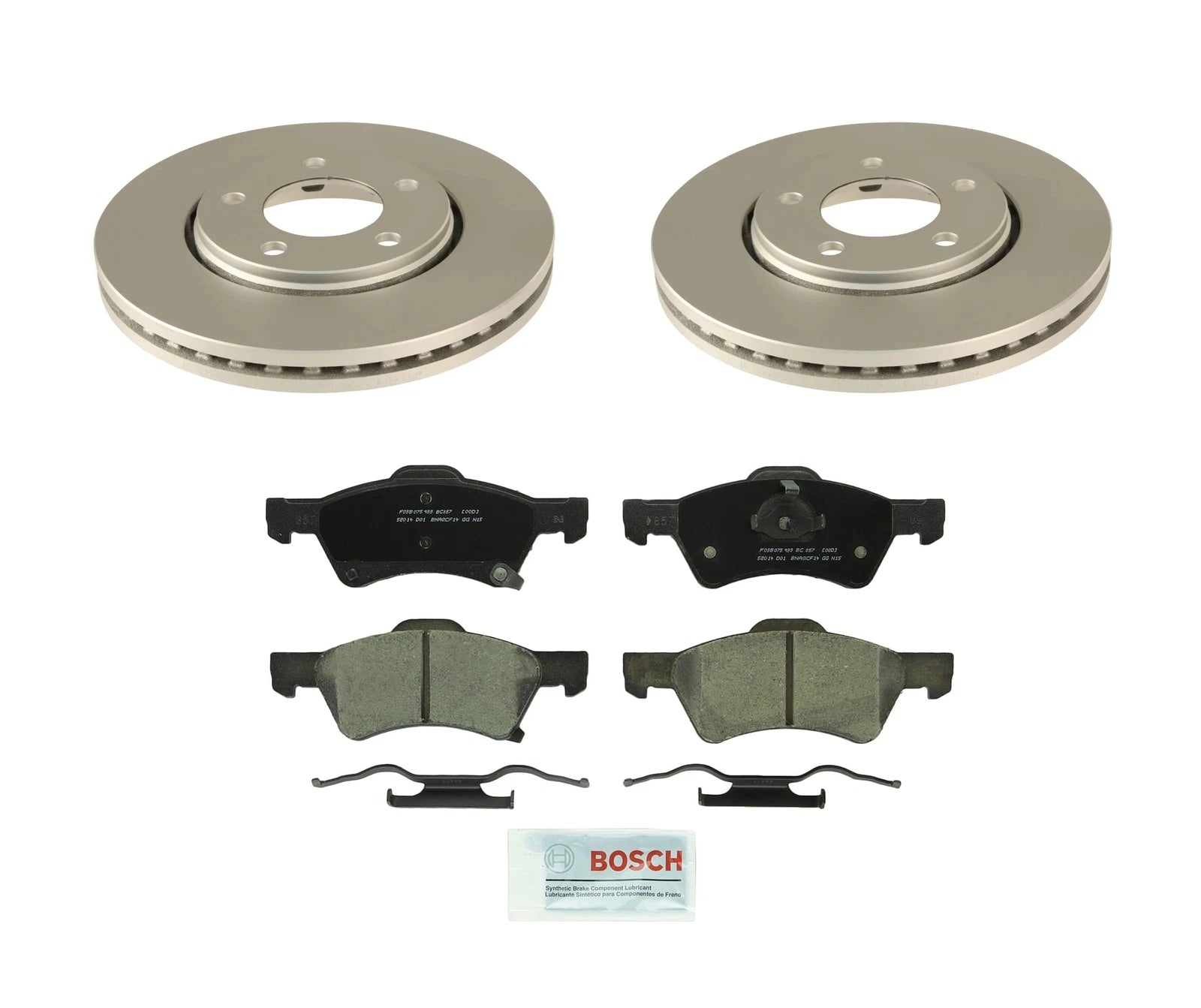 Set of 2 Bosch Front Vented Rotors & Ceramic Disc Brake Pads for Dodge Chrysler