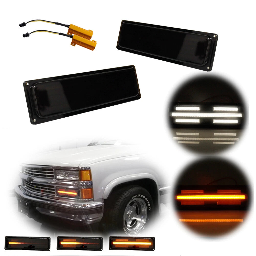 Smoked Lens LED Front Turn Signal Light for GMC Chevy C/K 1500/2500/3500