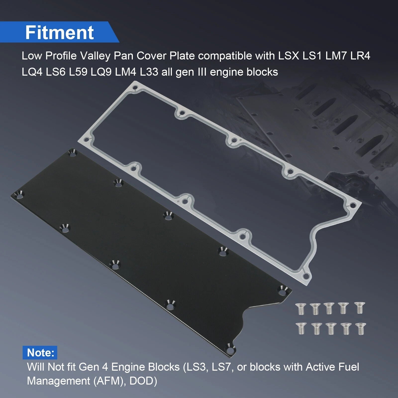 Valley Pan Cover Plate with Gasket for LS Gen 3 (2000-2009)