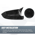 Pair Rearview Mirror Cover Cap Black Carbon Fiber for BMW 5 6 7 Series (F01 F02)
