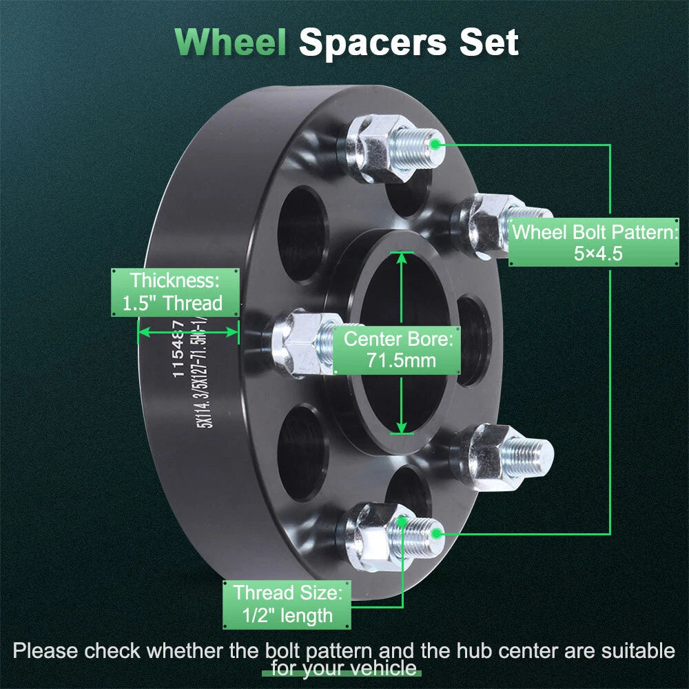 Set of 4 Wheel Spacers 1.5" 5x4.5 to 5x5 for Jeep Liberty Wrangler