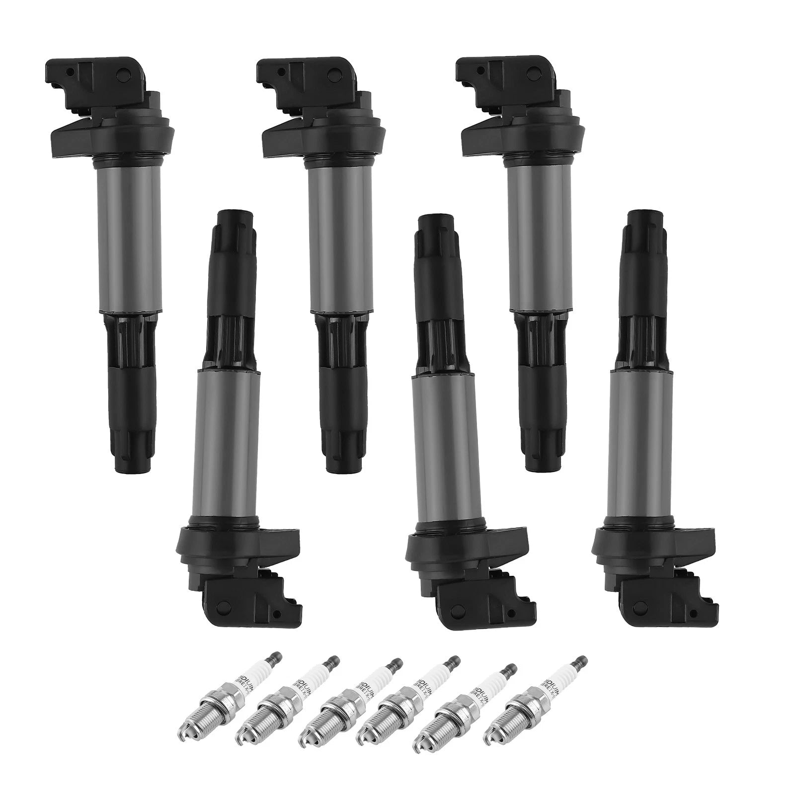 Pack of 6 Ignition Coils + Spark Plugs for BMW 330i 330xi 530i 760i 760Li (2000–2006) UF522
