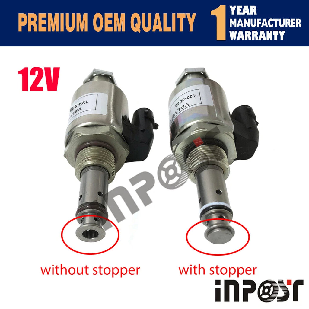 12V Solenoid Valve 122-5053 for CAT E322C 3126 3126B