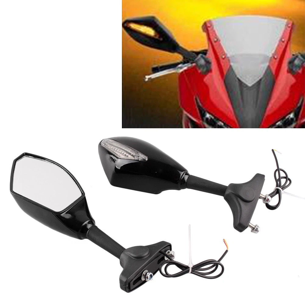 2X LED Rear Wing Mirrors for Universal Street Bikes