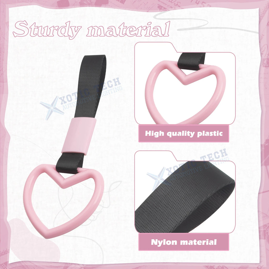 Pink Heart Hand Ring Straps Loop Circle Decoration for Car (2-Pack)