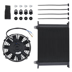 30 Row Aluminum Oil Cooler with Cooling Fan for Universal Vehicles 10AN