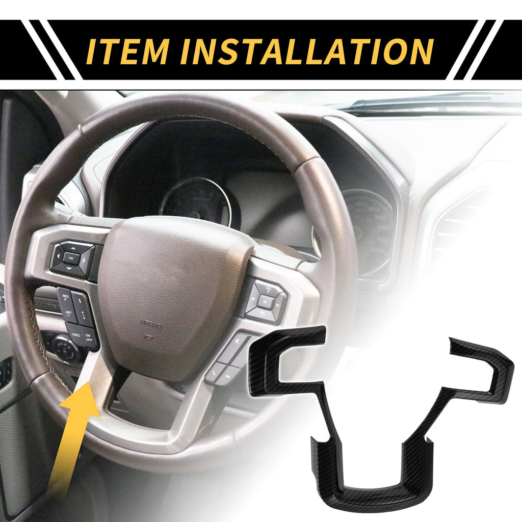 1 Pcs Carbon Fiber Steering Wheel Cover Trim for Ford F-150 (2015–2020)