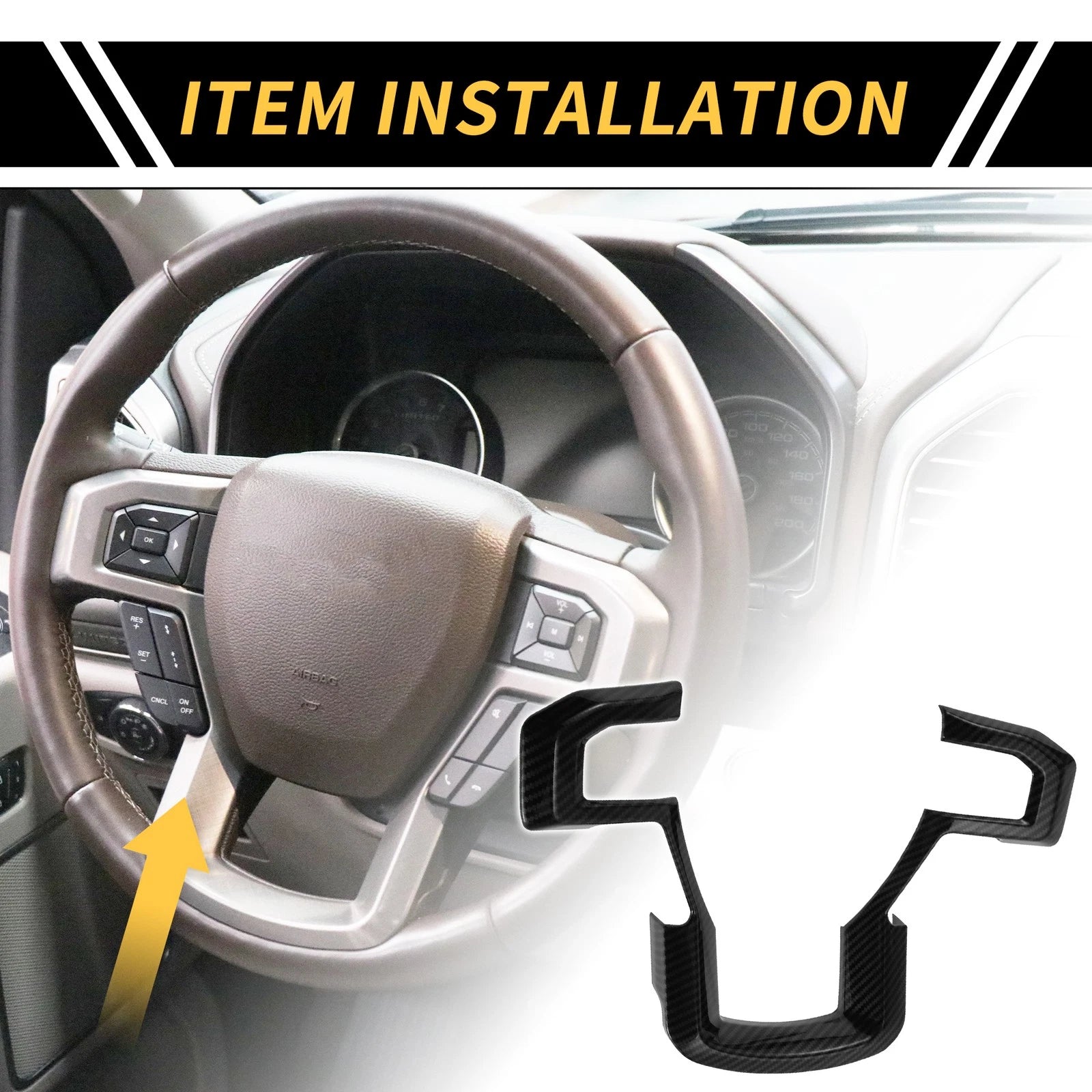 1 Pcs Carbon Fiber Steering Wheel Cover Trim for Ford F-150 (2015–2020)