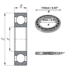 Set of 2 Deep Groove Ball Bearings 75x115x13mm for Scooter Skateboard