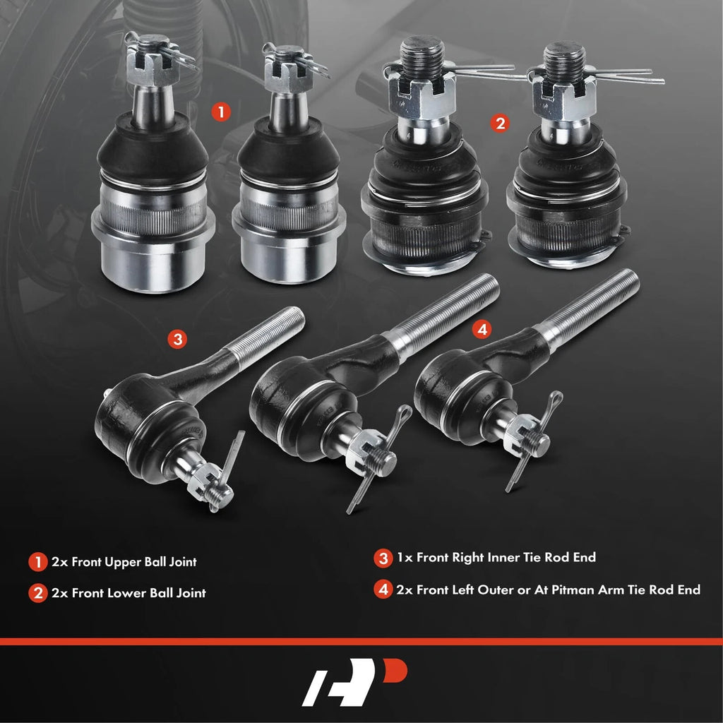 7x Front Ball Joint & Tie Rod End for Jeep Wrangler Cherokee (1987–2001)