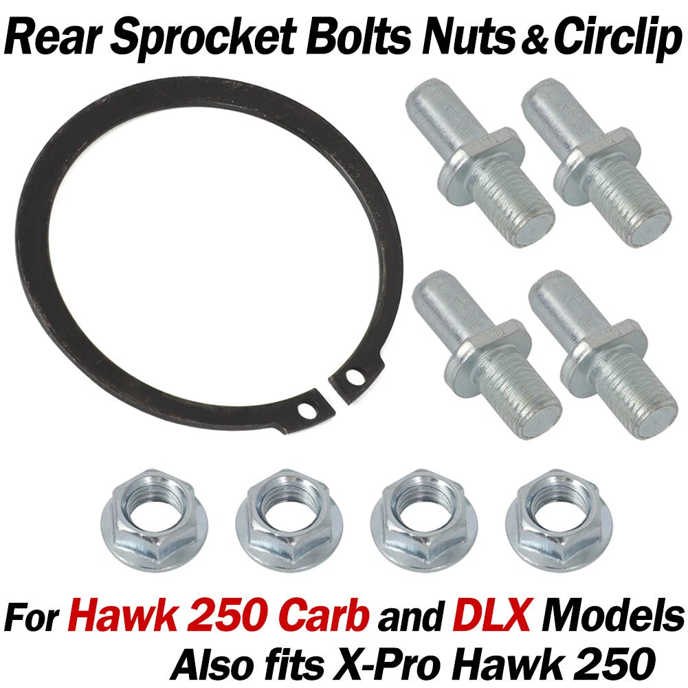 Sprocket Bolts, Nuts & Circlip Kit for Hawk 250 Carb & DLX