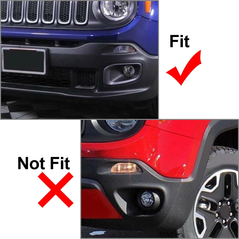Pair Front Bumper Fog Light Cover Kit for Jeep Renegade (2015–2017)