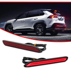 2X 3D Optic Red Lens LED Rear Bumper Reflectors for Toyota