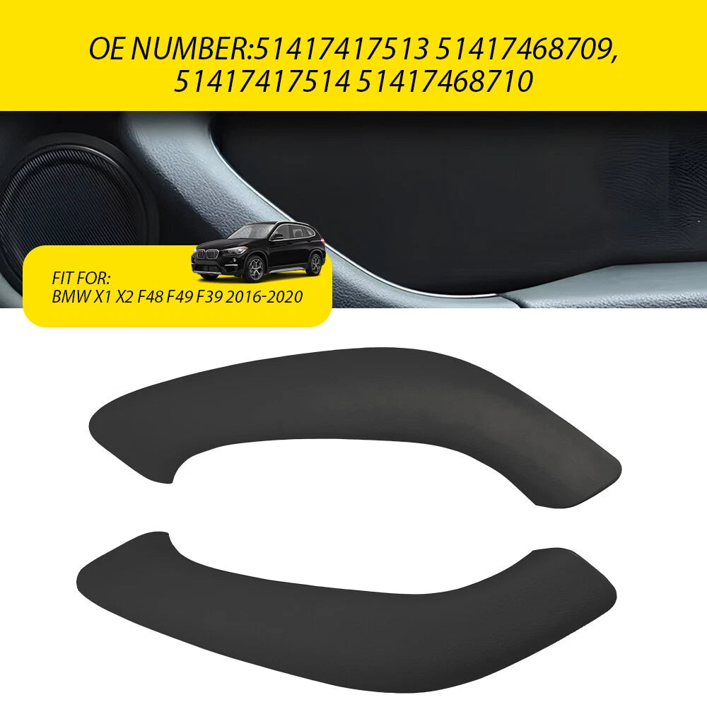 2X Inner Door Handle Pull Cover Black for BMW X1 X2 (2016–2020)