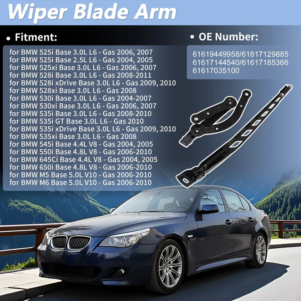 Front Right Windshield Wiper Arm for BMW 5 6 Series (2004–2010) No.61617129885