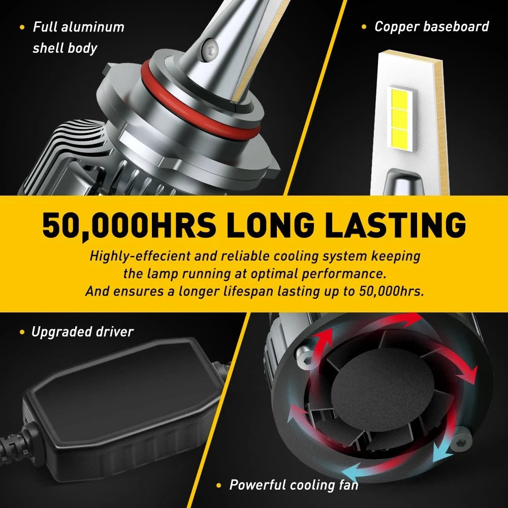 Set of 2 AUXITO 9005 LED Headlight Bulbs for High/Low Beam