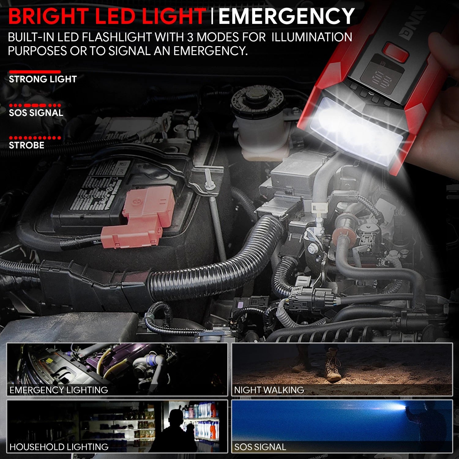15000mAh Jump Starter Power Bank for Vehicles (Universal)