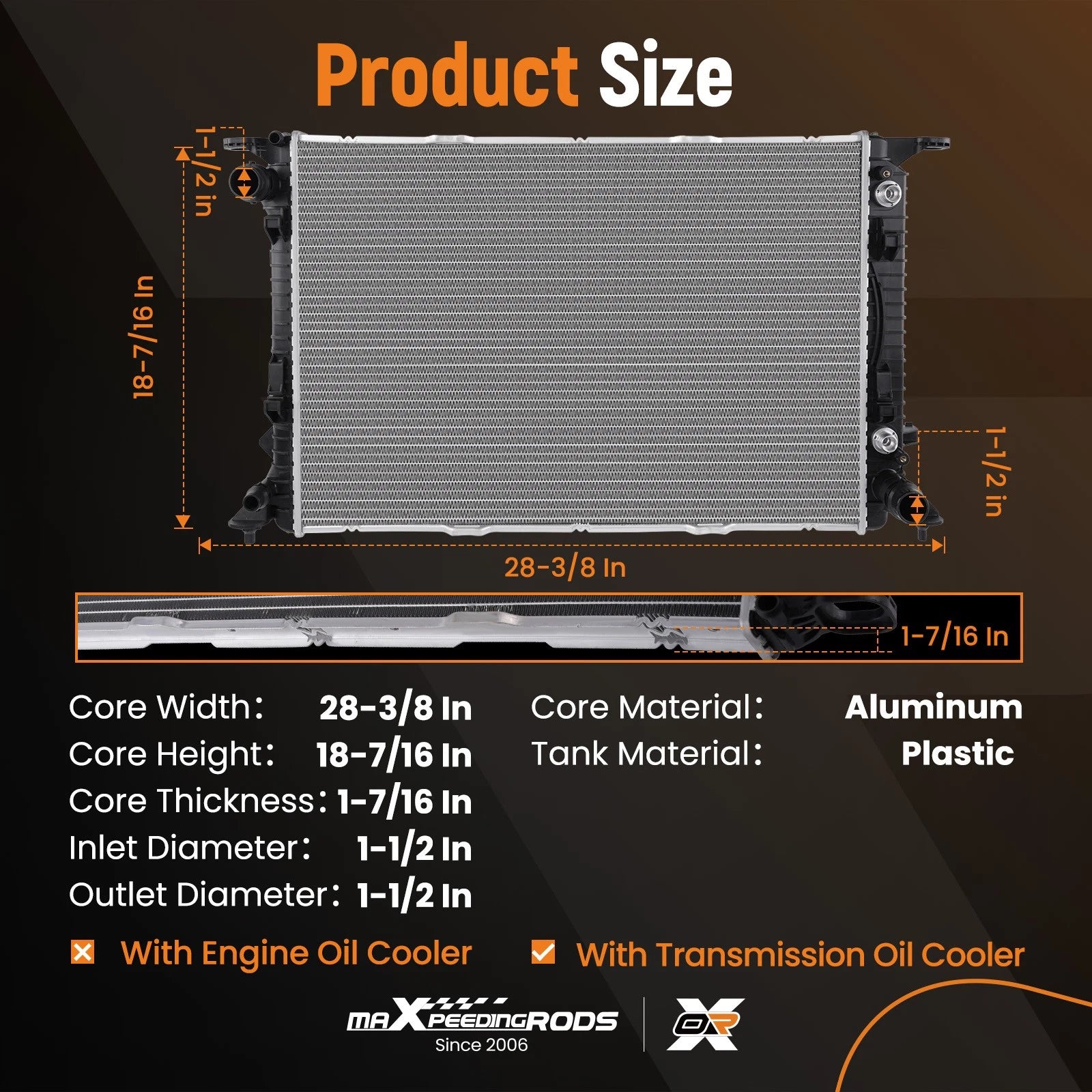Crossflow Cooling Radiator for Audi A5 S4 Q5 S5 A6 A7 (2008–2018)