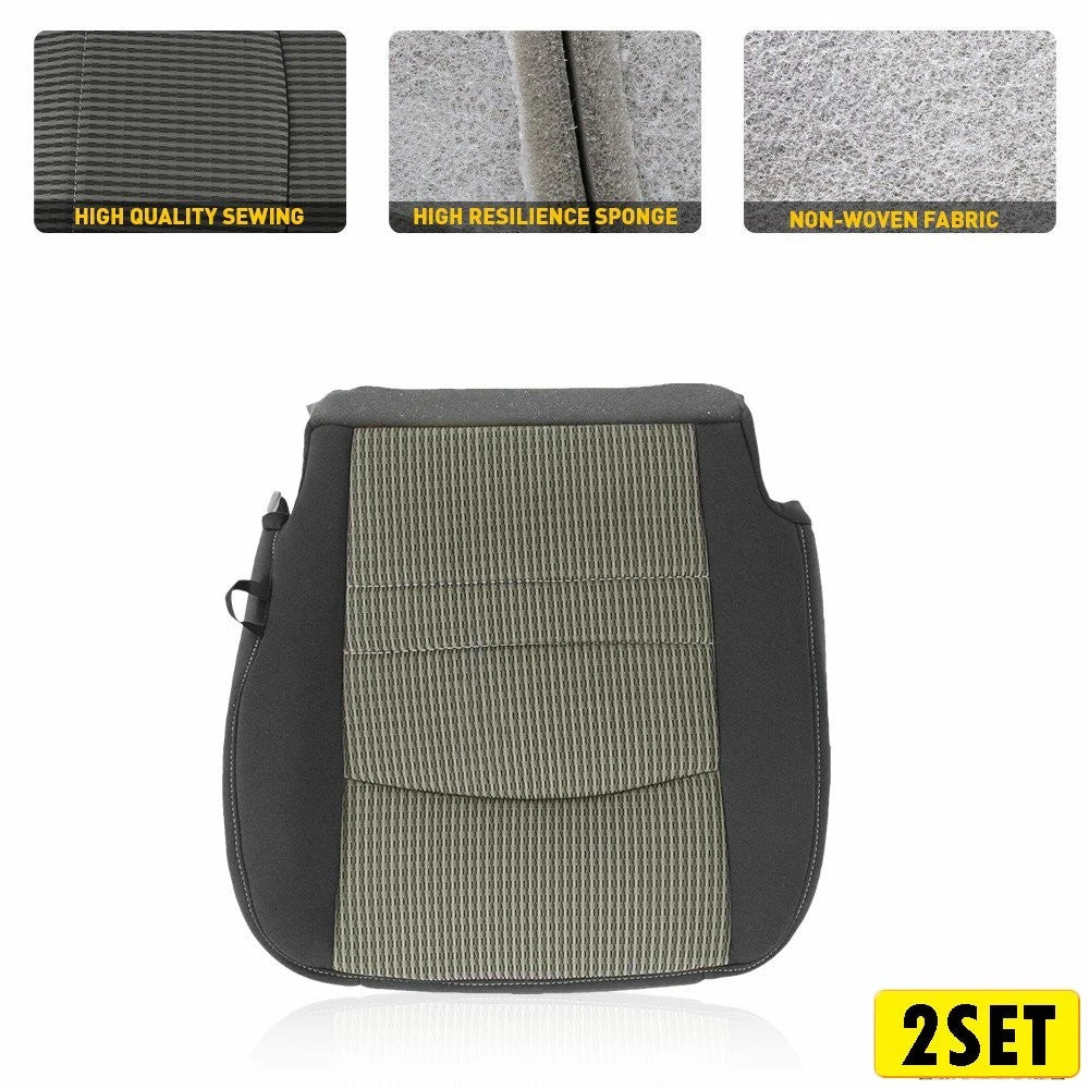 Set of 2 Driver Seat Covers for Dodge Ram 1500/2500/3500 (2009–2012) Gray Cloth