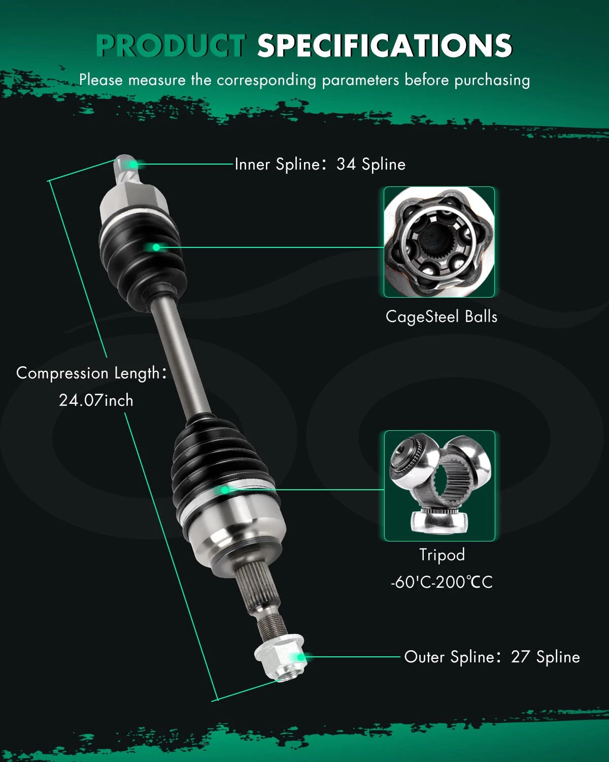 Front Left CV Axle for Ford Focus (2012–2018) 2.0L Automatic Dual Clutch