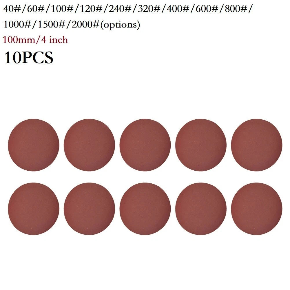 Set of 10 Sanding Discs 4'' for Polishing Pad (40-2000 Grit)