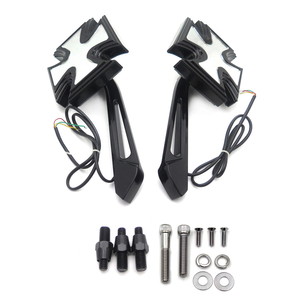 4X LED Turn Signal Integrated Mirror for Harley Electra Sportster