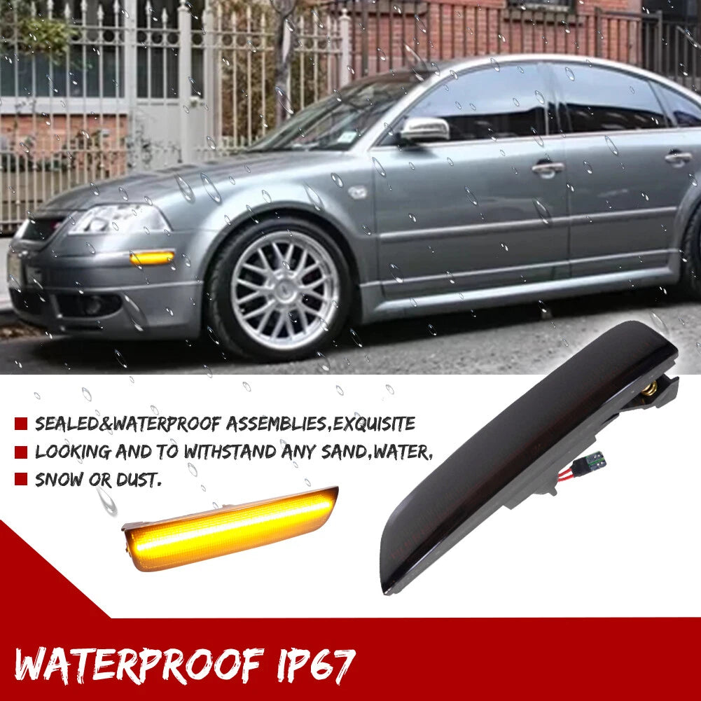 Smoke Lens Amber LED Side Marker Lights for VW Passat B5.5 (2001–2005)
