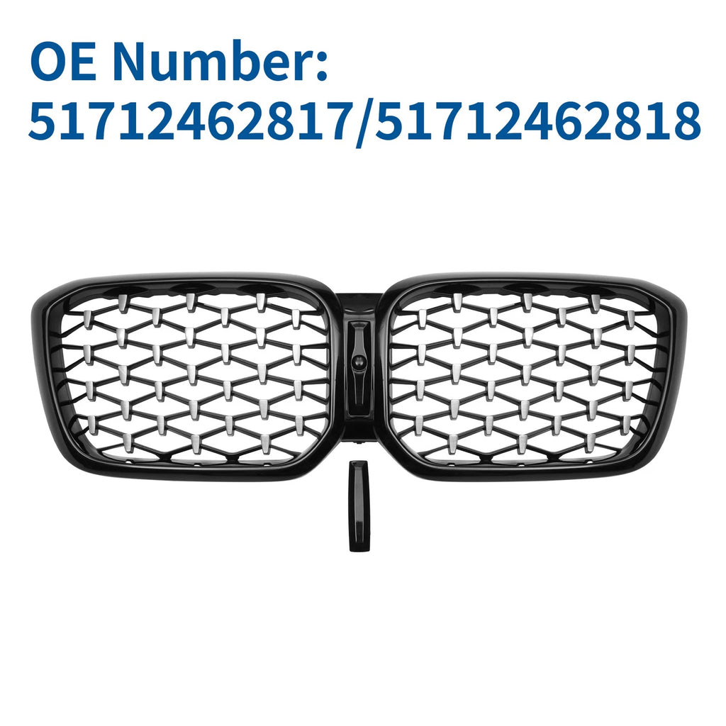 Front Upper Bumper Grille for BMW X3 G01 (2020–2023) Half Chrome Silver Tone