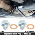 2 Pcs M12x1.25 Engine Oil Drain Plug Screw w/Seal Ring for Lexus 